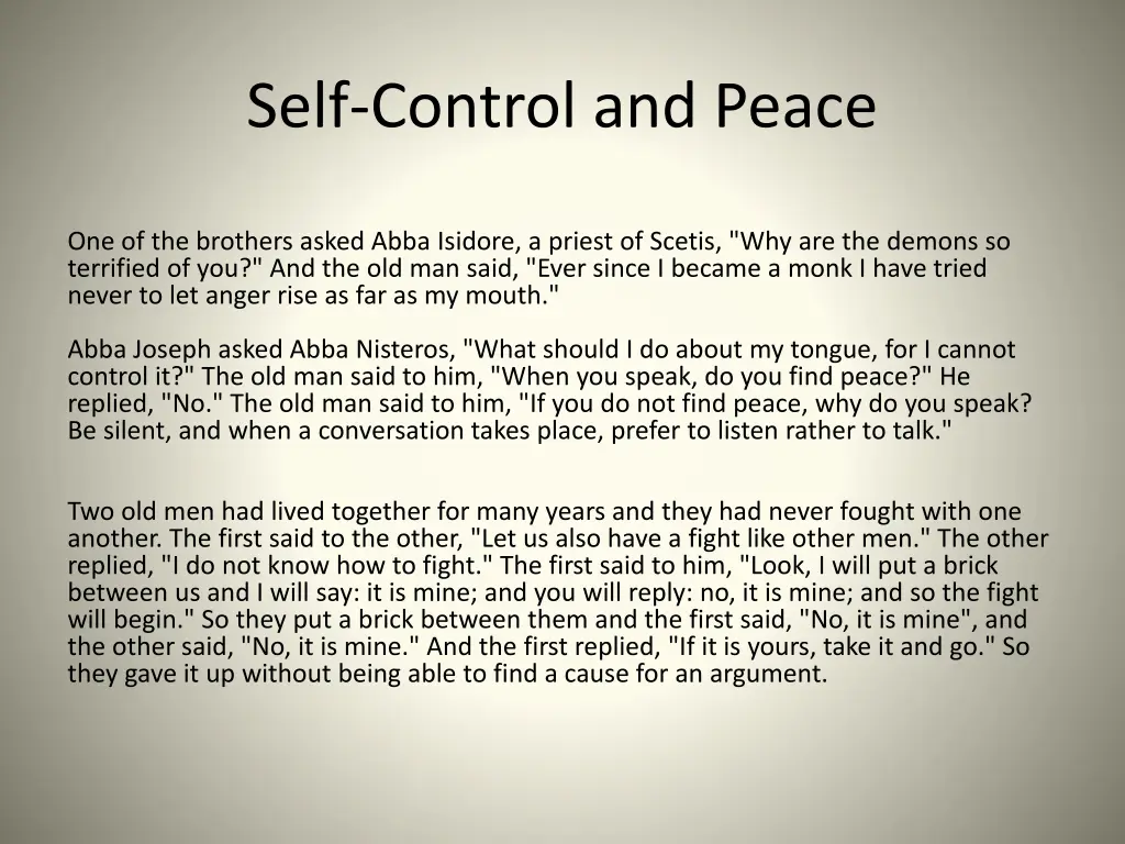 self control and peace