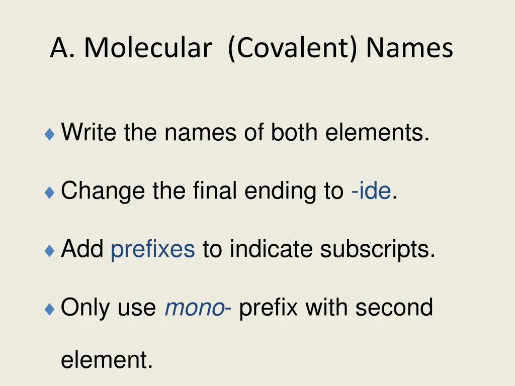 a molecular covalent names