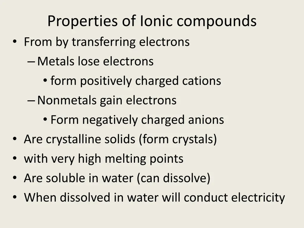 properties of ionic compounds from