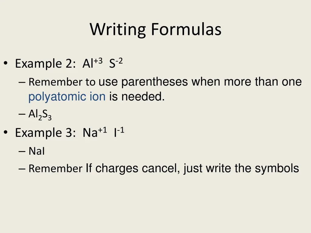 writing formulas
