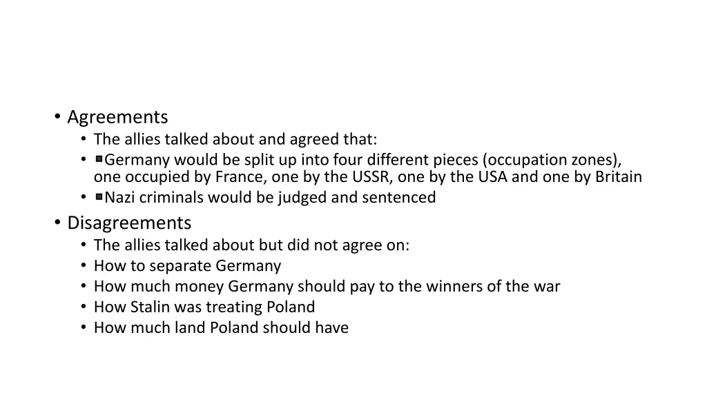 agreements the allies talked about and agreed