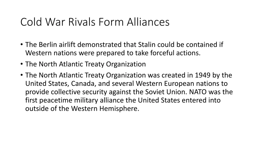 cold war rivals form alliances