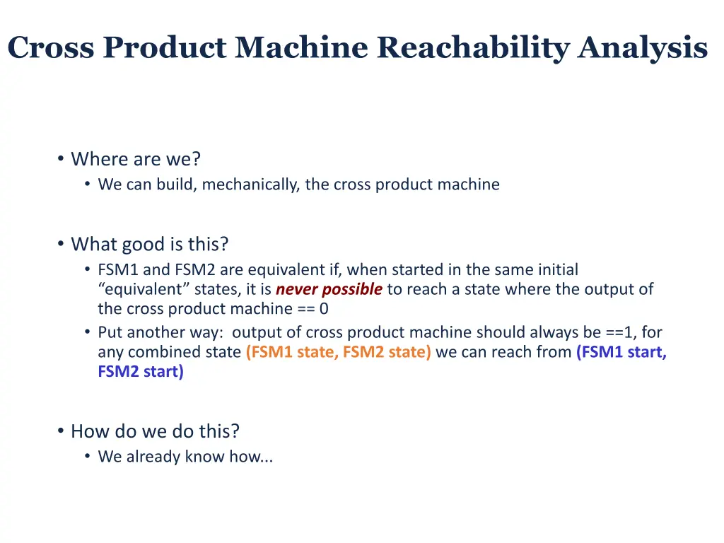 cross product machine reachability analysis