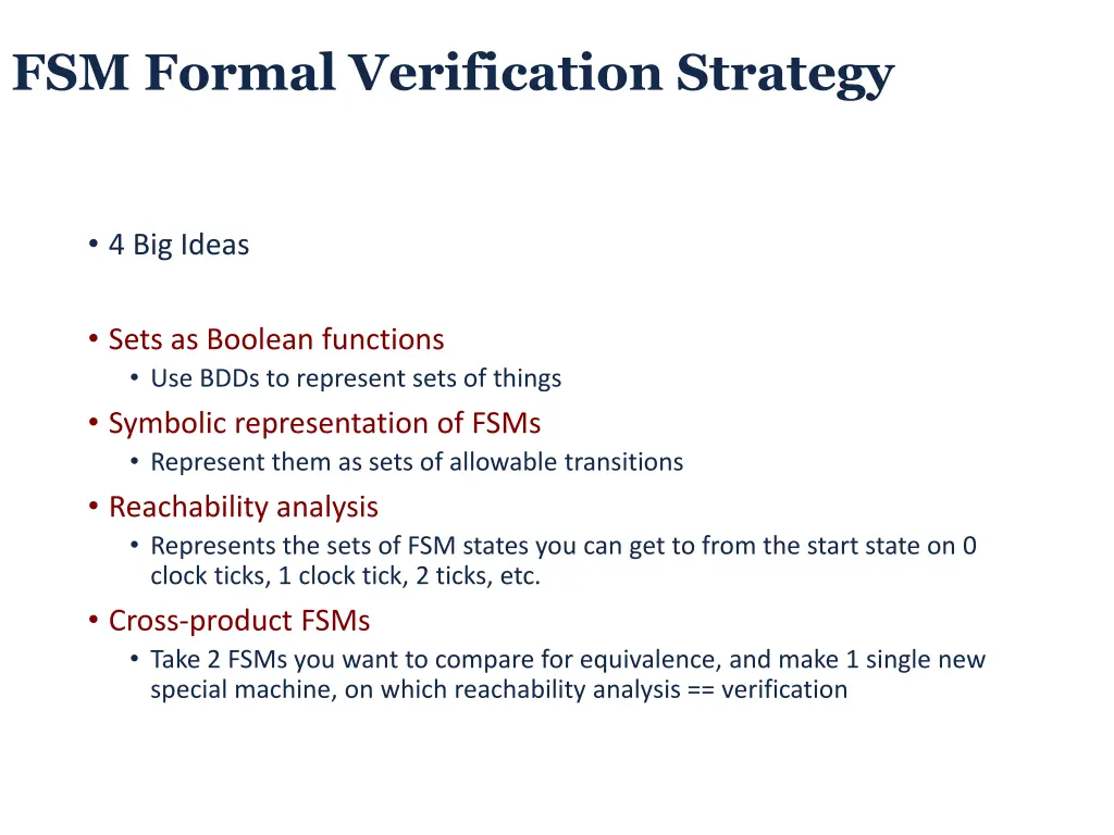fsm formal verification strategy