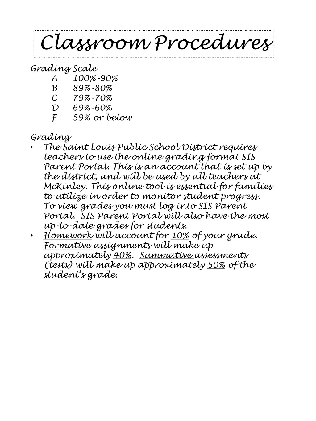 classroom procedures 1
