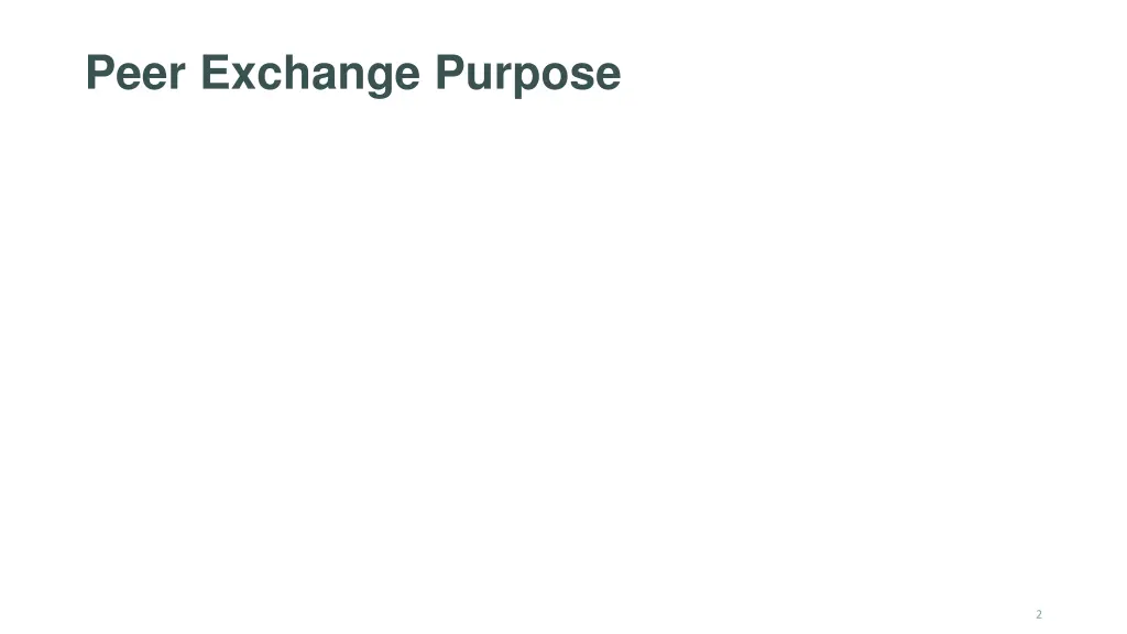 peer exchange purpose