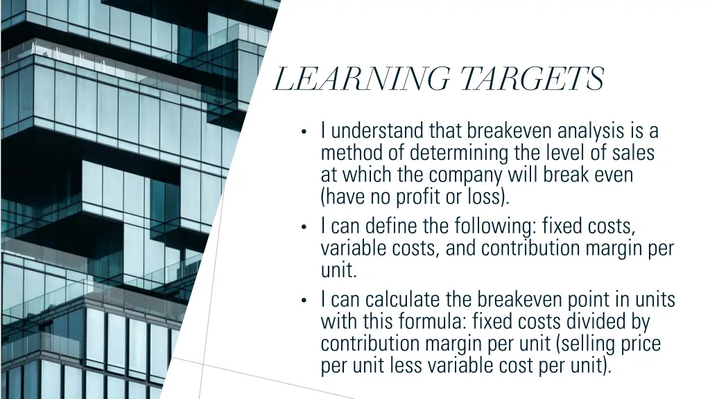 learning targets
