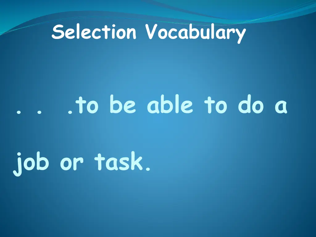 selection vocabulary 9