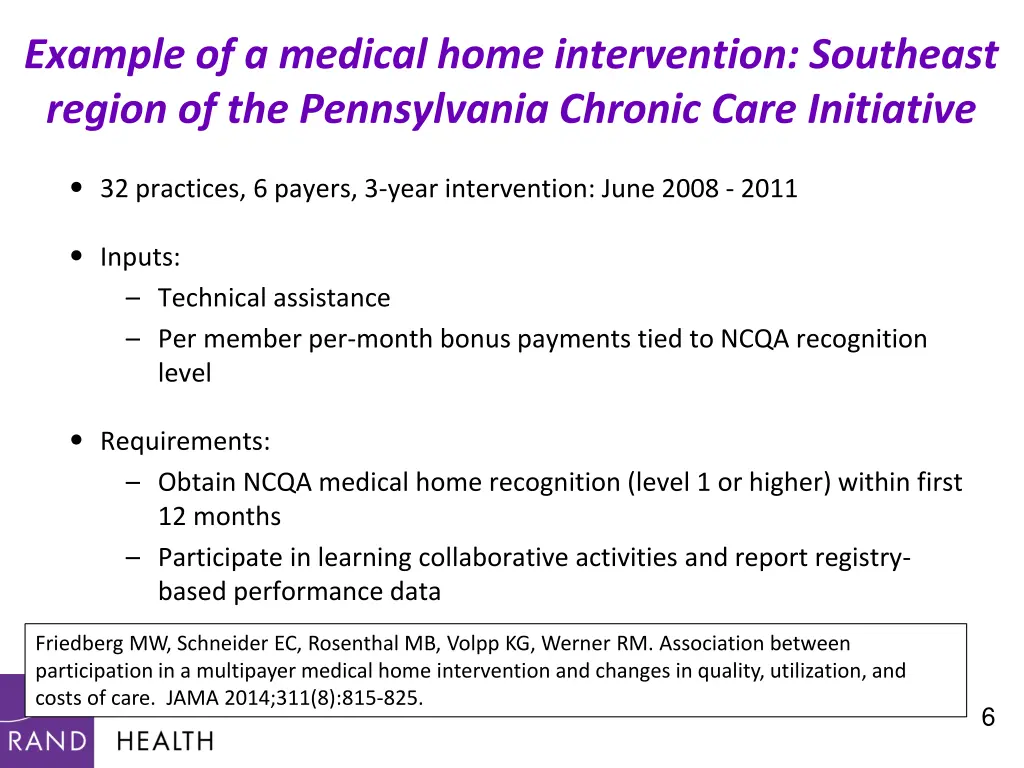 example of a medical home intervention southeast