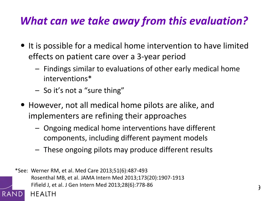 what can we take away from this evaluation
