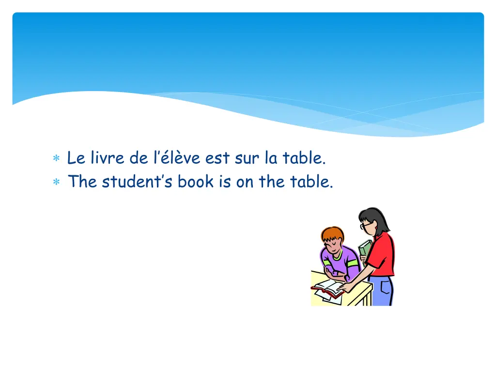 le livre de l l ve est sur la table the student