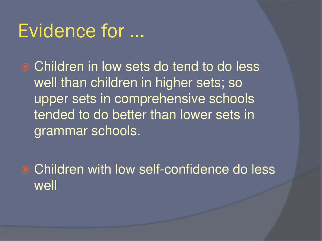 evidence for