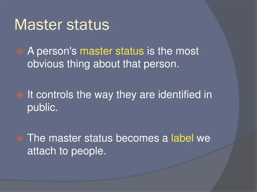 master status