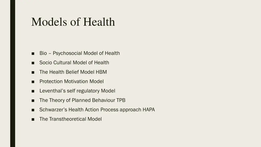 models of health