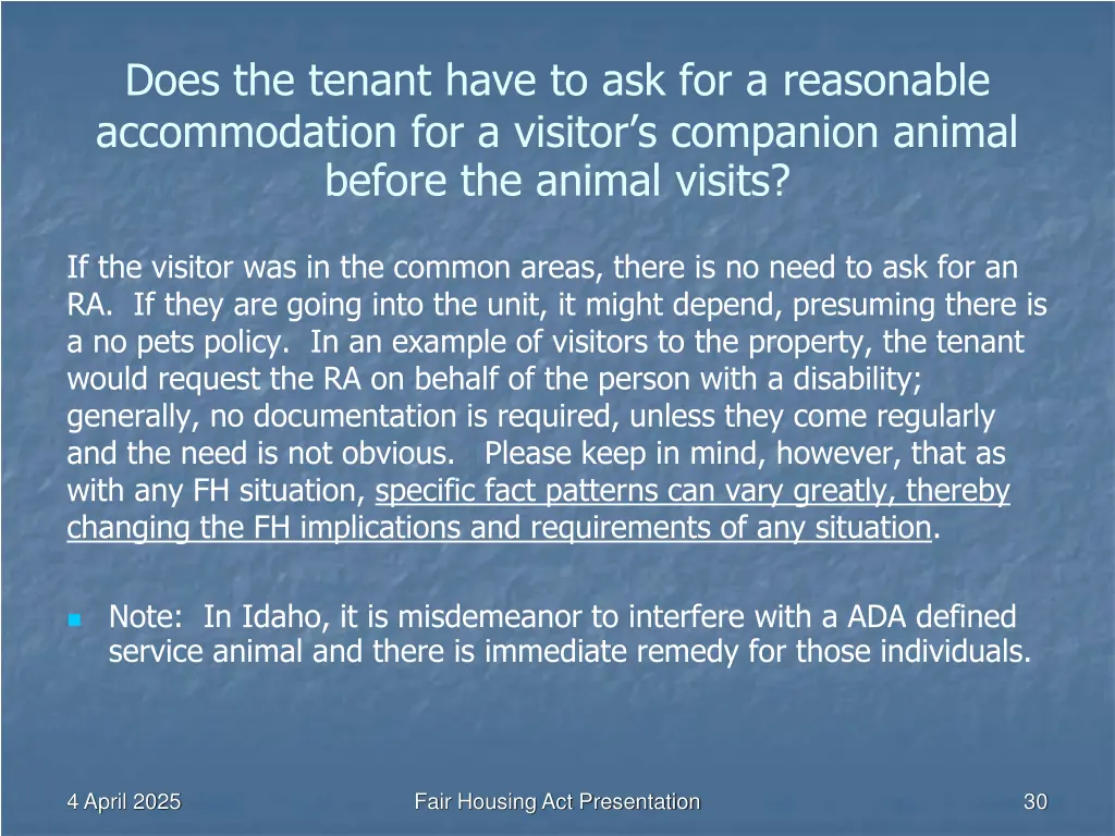 does the tenant have to ask for a reasonable