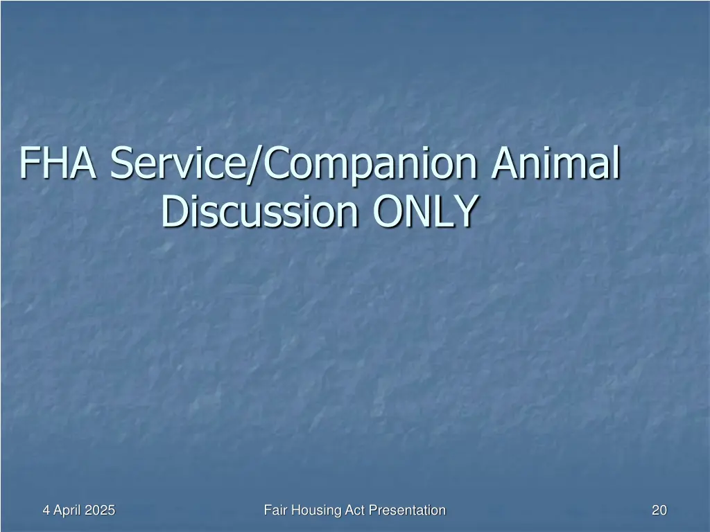 fha service companion animal discussion only