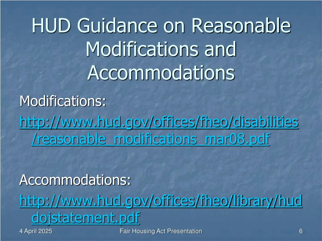 hud guidance on reasonable modifications