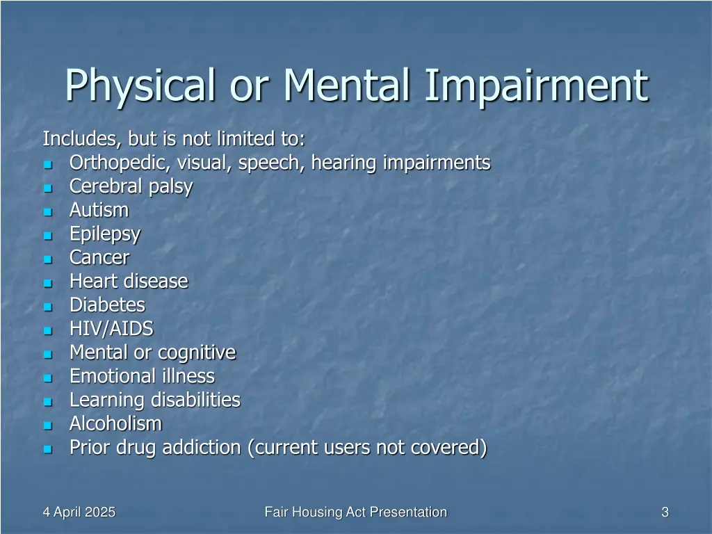 physical or mental impairment