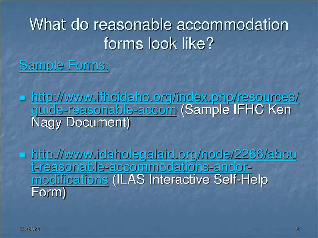 what do reasonable accommodation forms look like