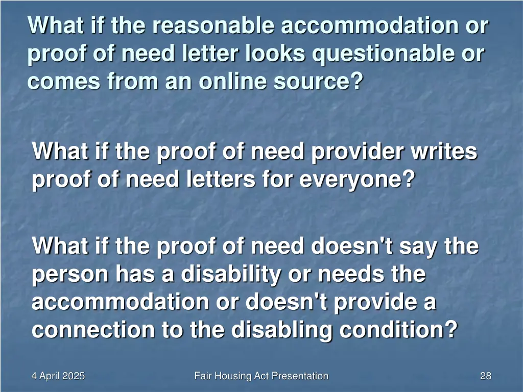 what if the reasonable accommodation or proof