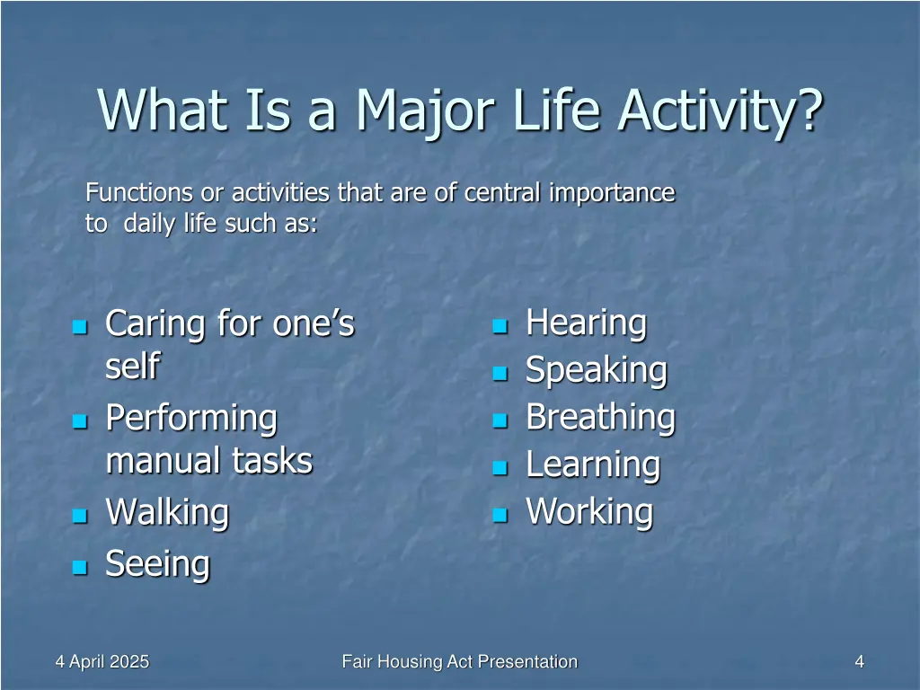 what is a major life activity
