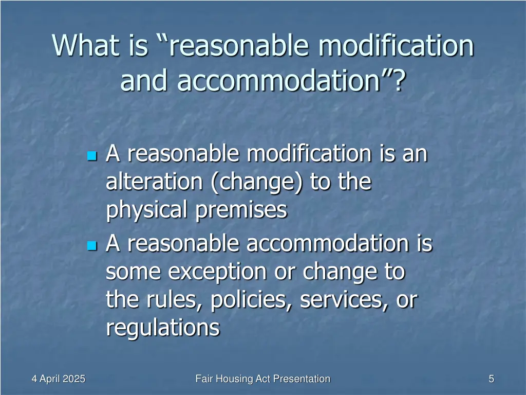 what is reasonable modification and accommodation