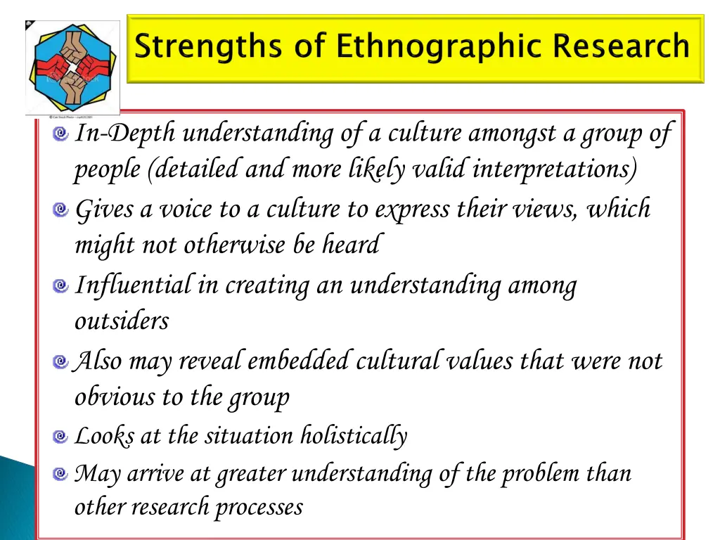 in depth understanding of a culture amongst