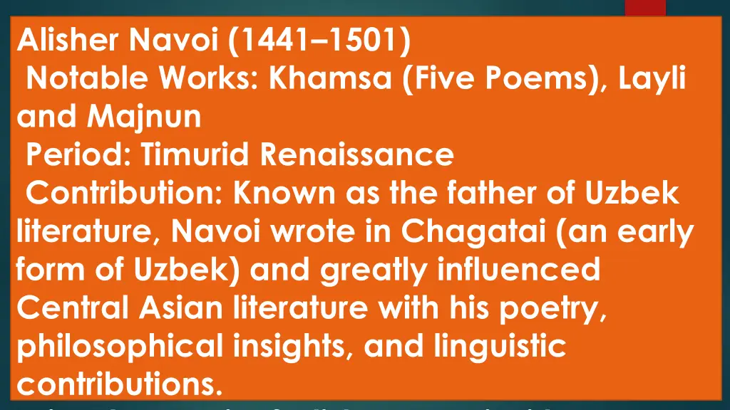 alisher navoi 1441 1501 notable works khamsa five