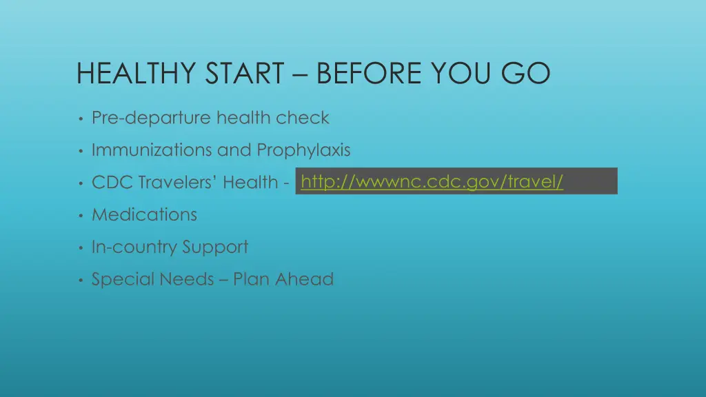 healthy start before you go