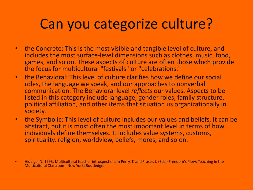 can you categorize culture