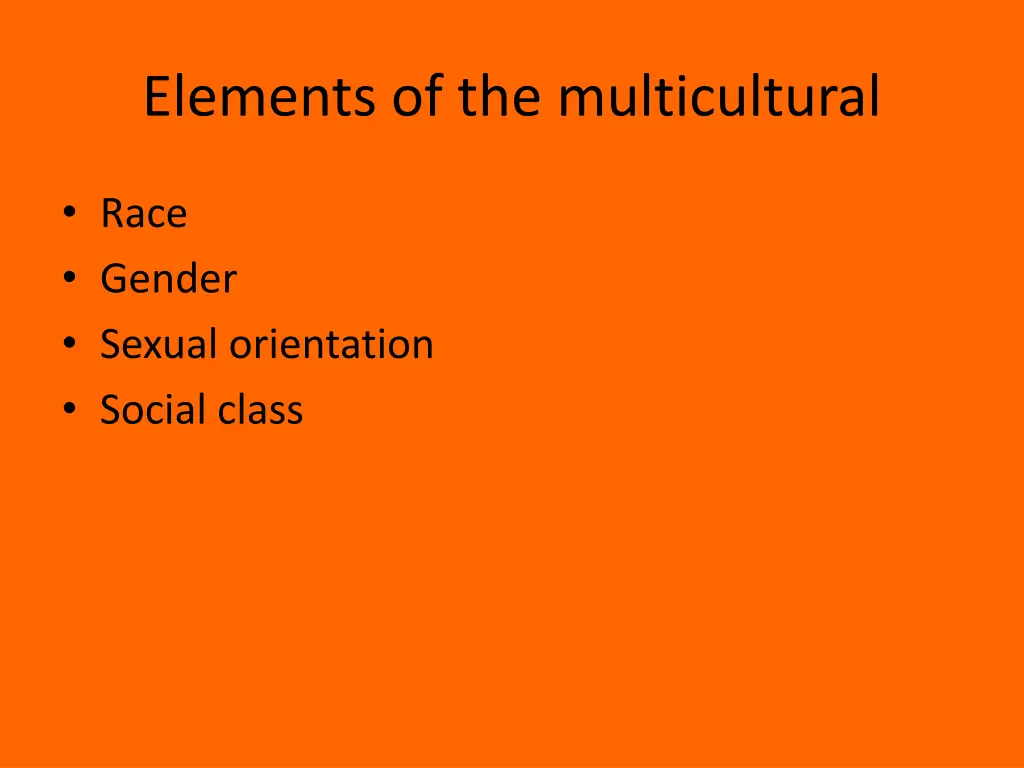 elements of the multicultural