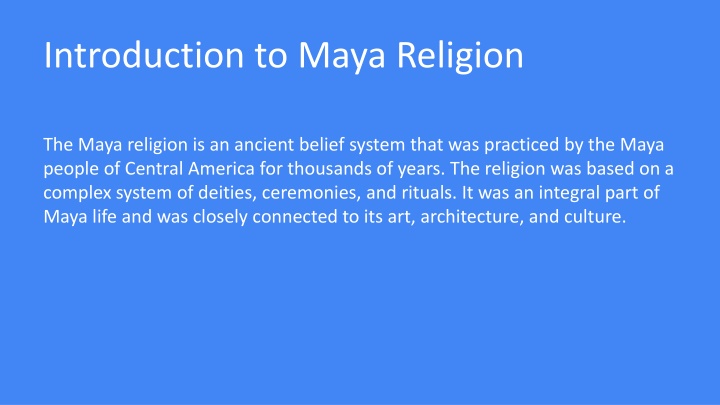 introduction to maya religion