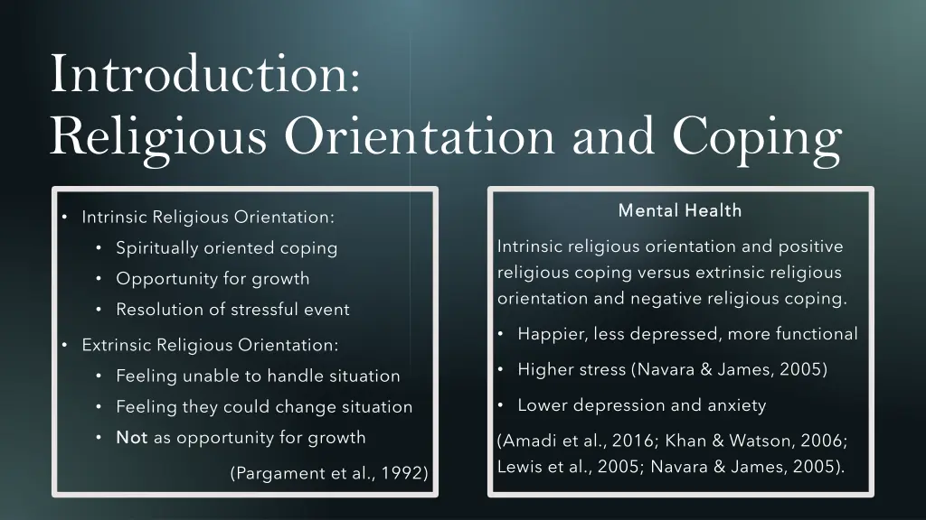 introduction religious orientation and coping