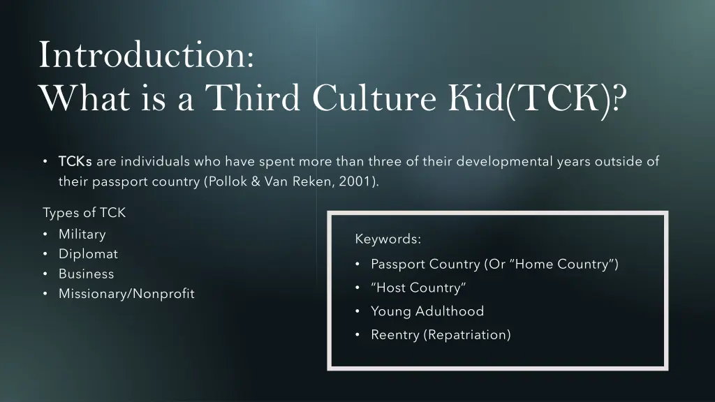 introduction what is a third culture kid tck