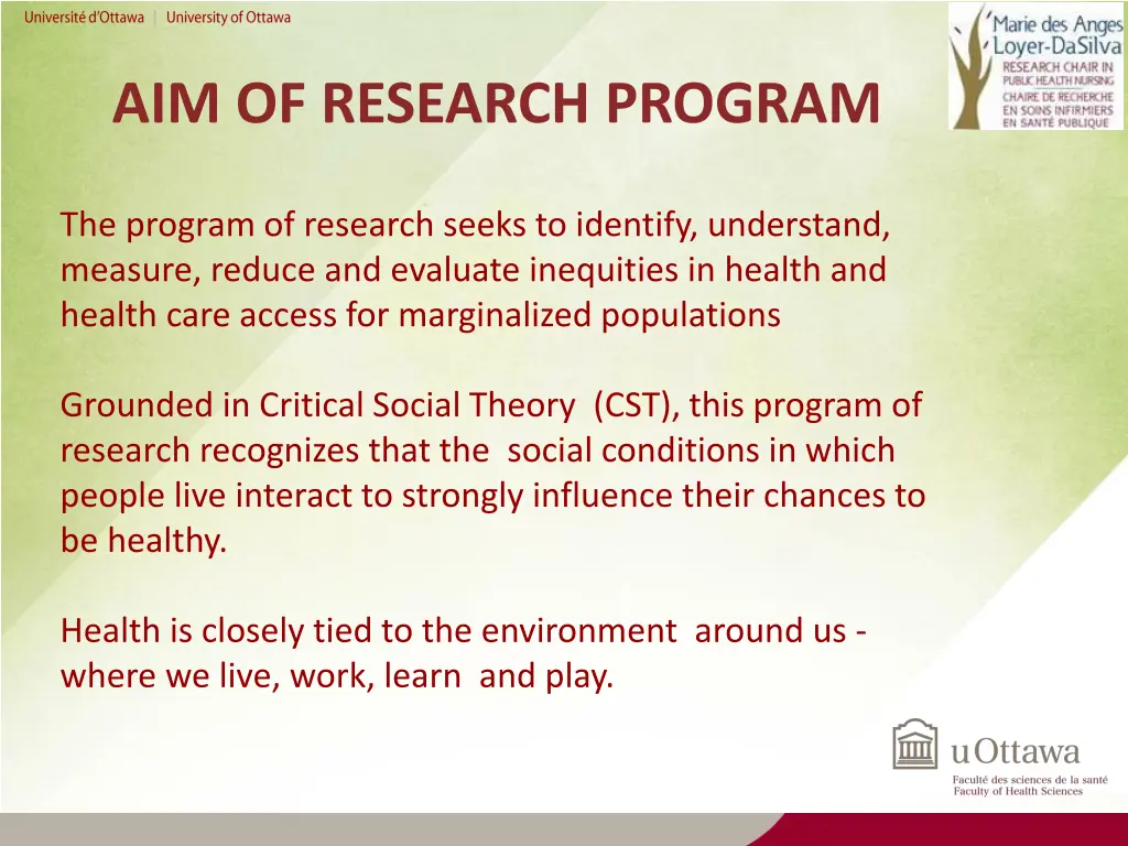 aim of research program