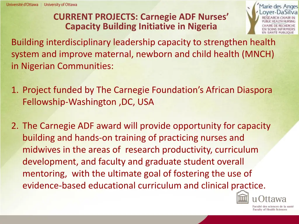 current projects carnegie adf nurses capacity