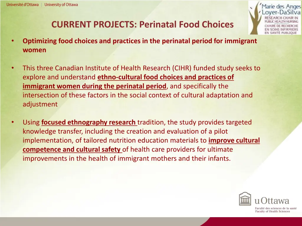 current projects perinatal food choices