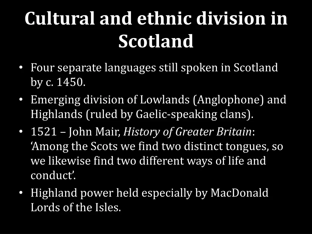 cultural and ethnic division in scotland