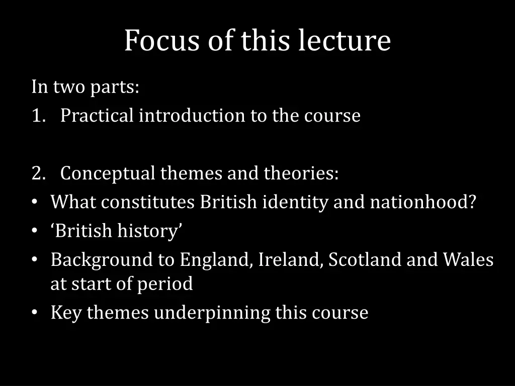 focus of this lecture