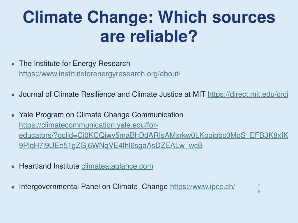 climate change which sources are reliable