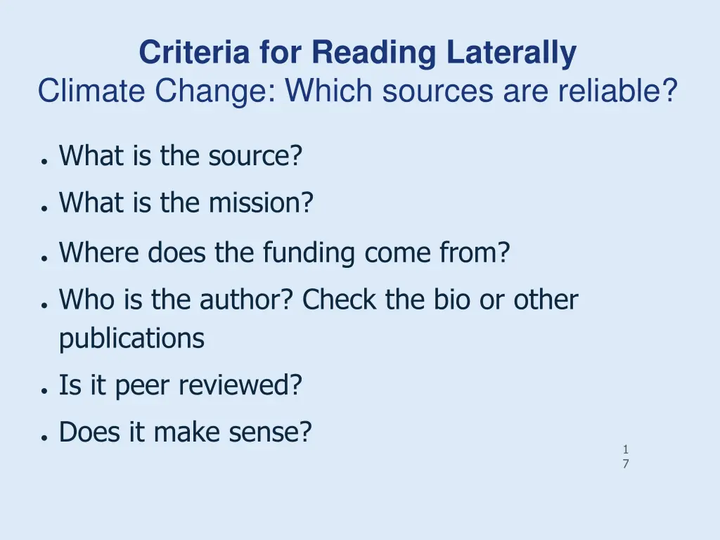 criteria for reading laterally climate change