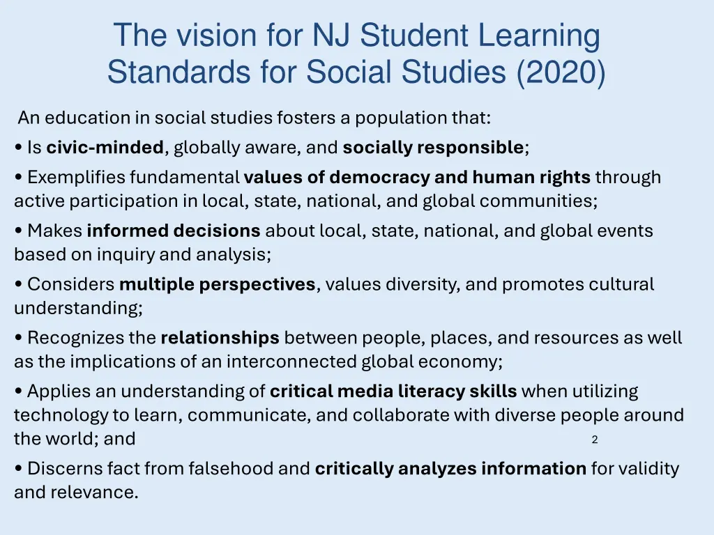 the vision for nj student learning standards