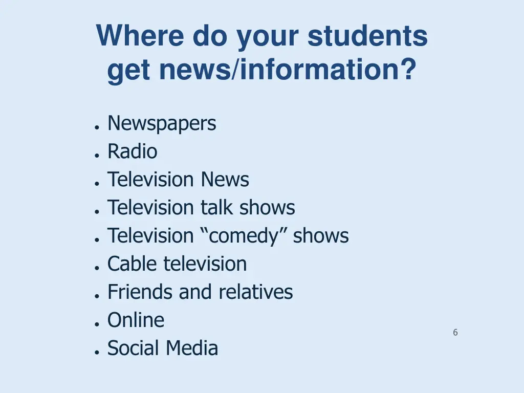where do your students get news information