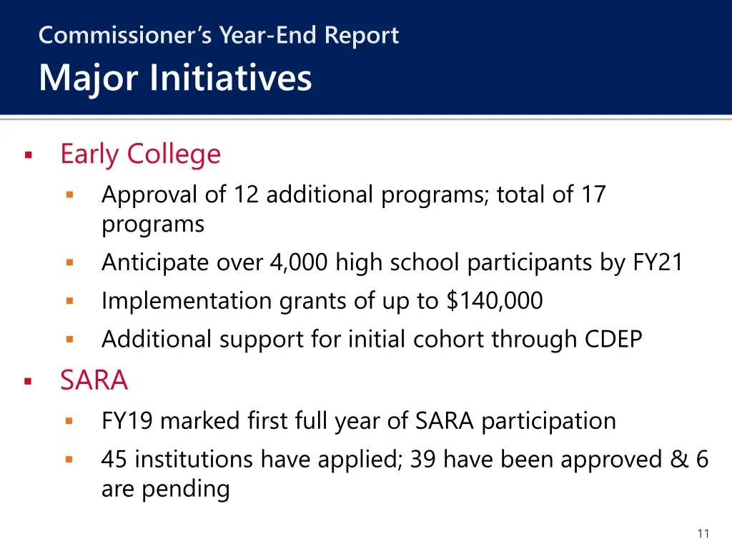 commissioner s year end report major initiatives 2