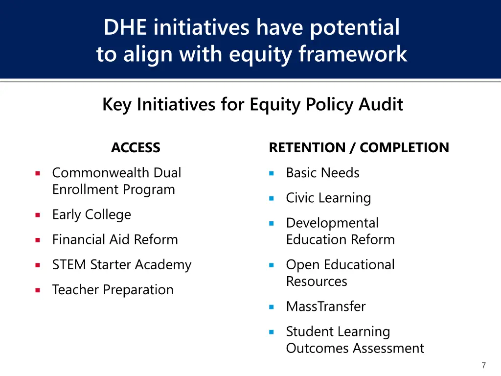 dhe initiatives have potential to align with