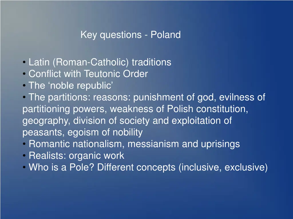 key questions poland