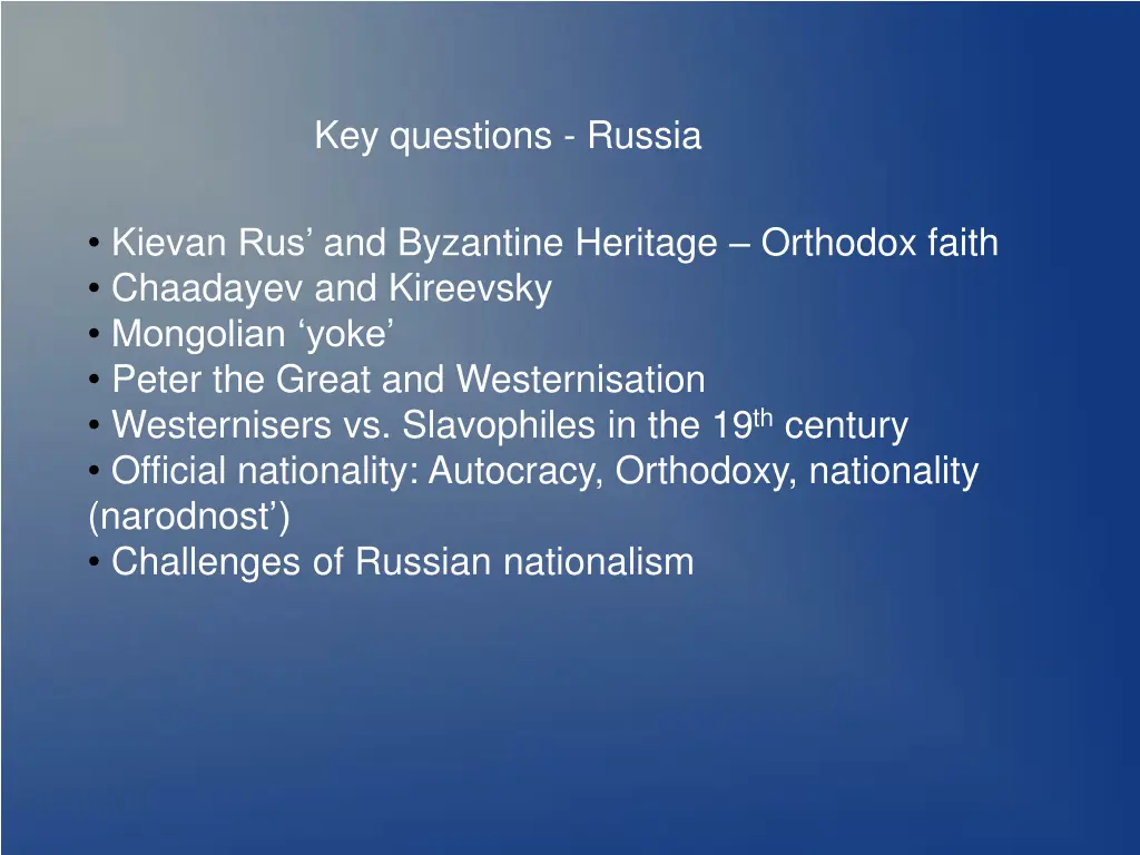 key questions russia