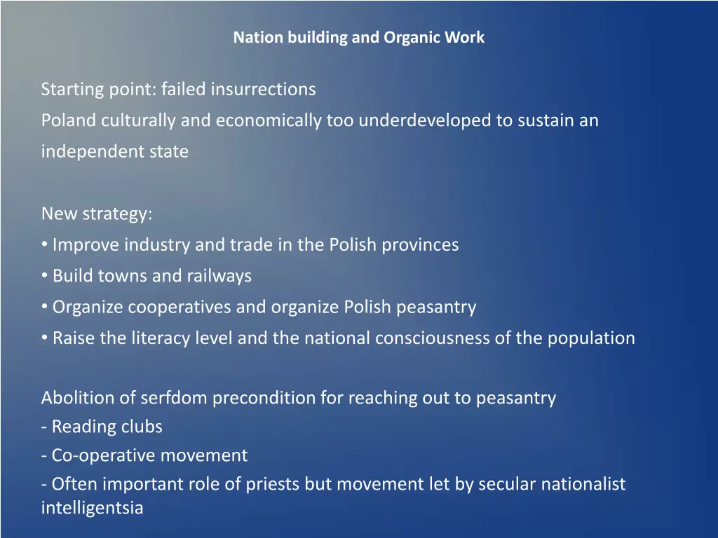 nation building and organic work