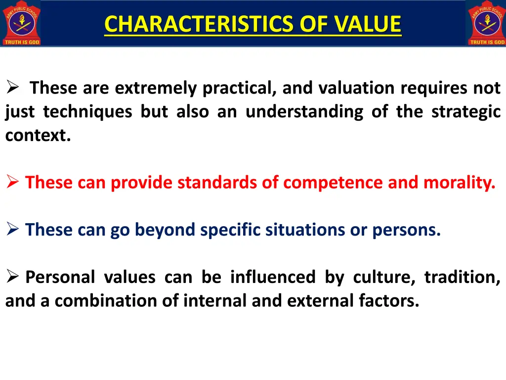 characteristics of value