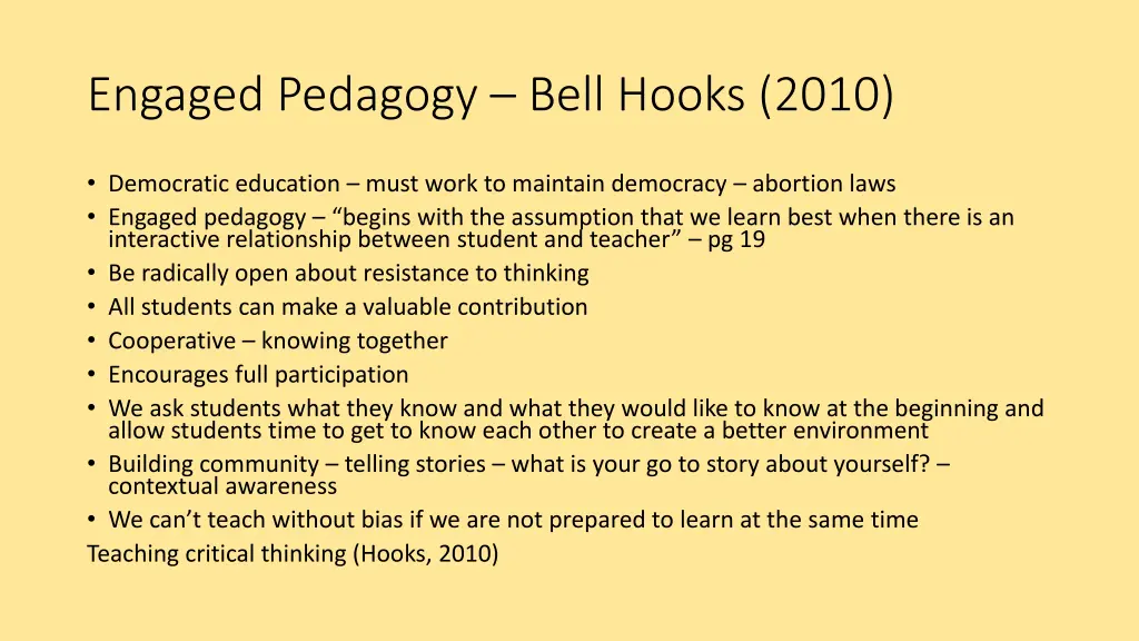 engaged pedagogy bell hooks 2010